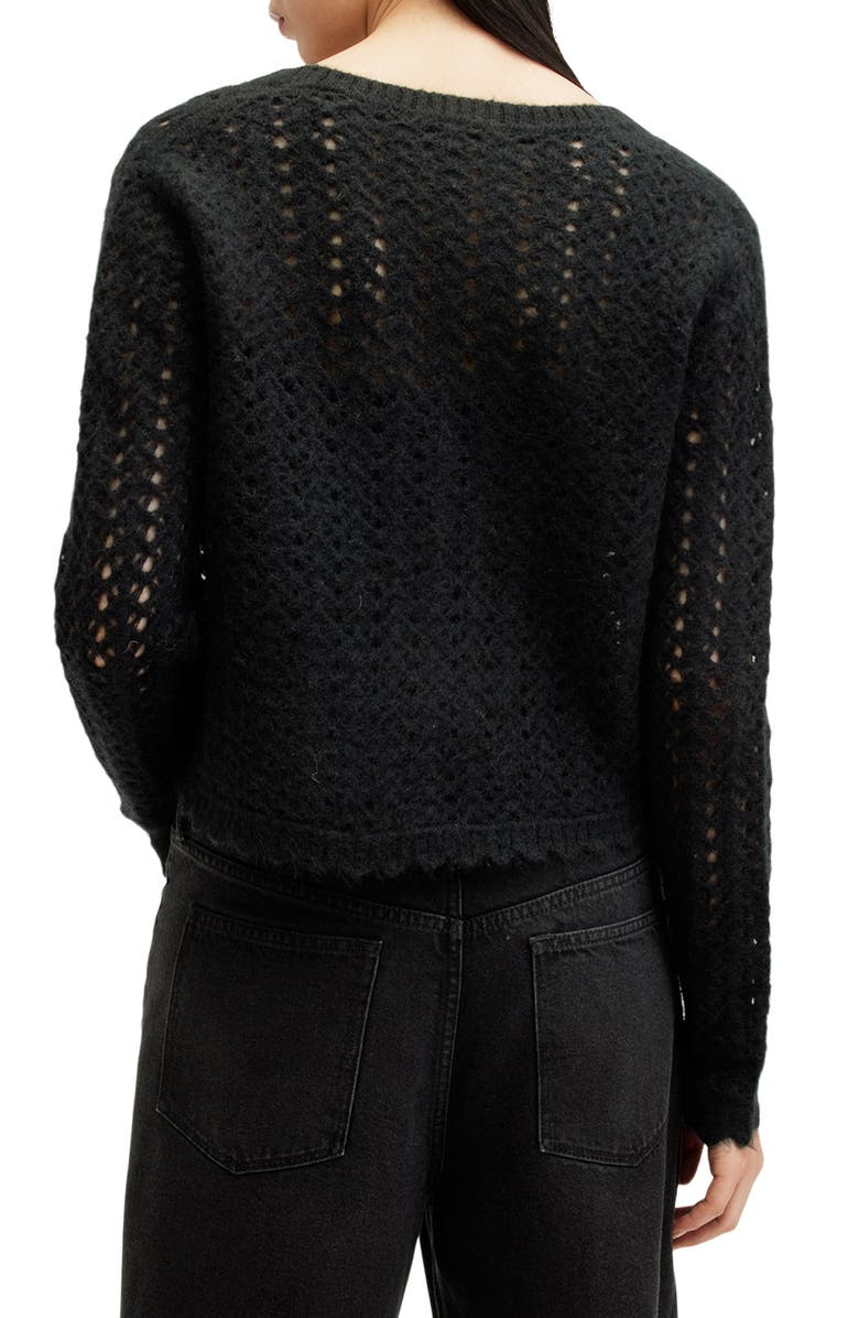 AllSaints Vivian Open Stitch Cardigan, Alternate, color, Black