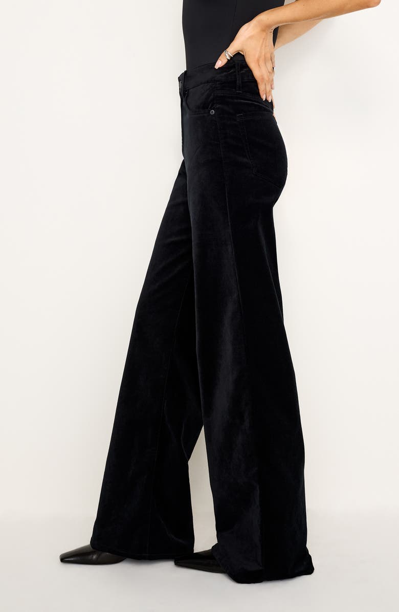 Good American Good Skate High Waist Velvet Wide Leg Pants, Alternate, color, Black001