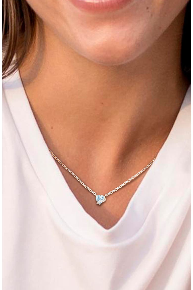 Sky Blue Topaz & Diamond Heart Pendant Necklace, Alternate, color, BLUE