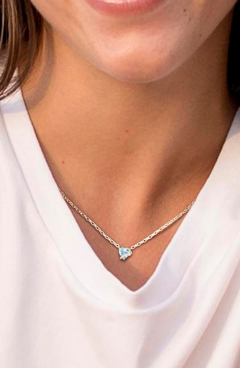 DELMAR Sky Blue Topaz & Diamond Heart Pendant Necklace, Alternate, color, Blue