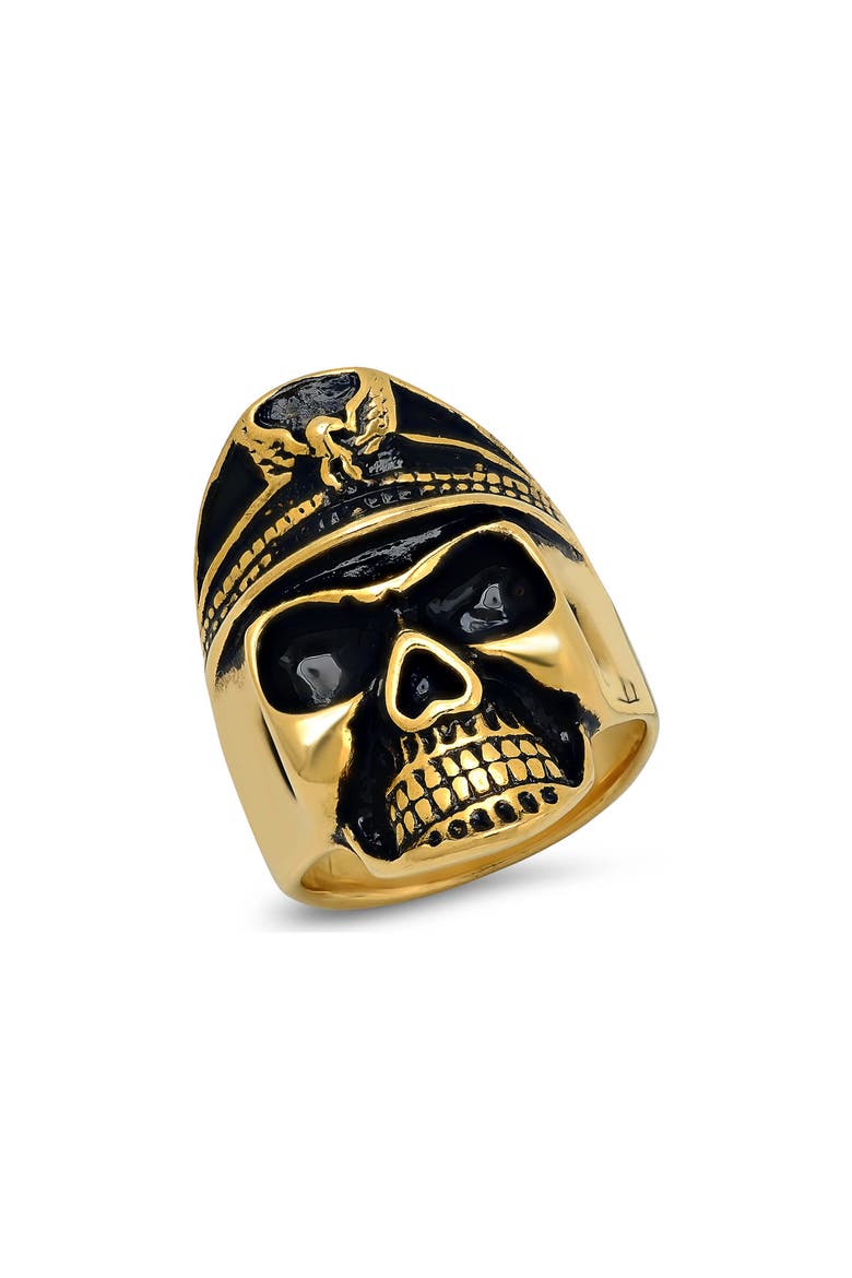 Men's 18k Gold Plated Skull Ring, Main, color, GOLD