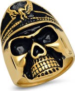 STEELTIME Men's 18k Gold Plated Skull Ring