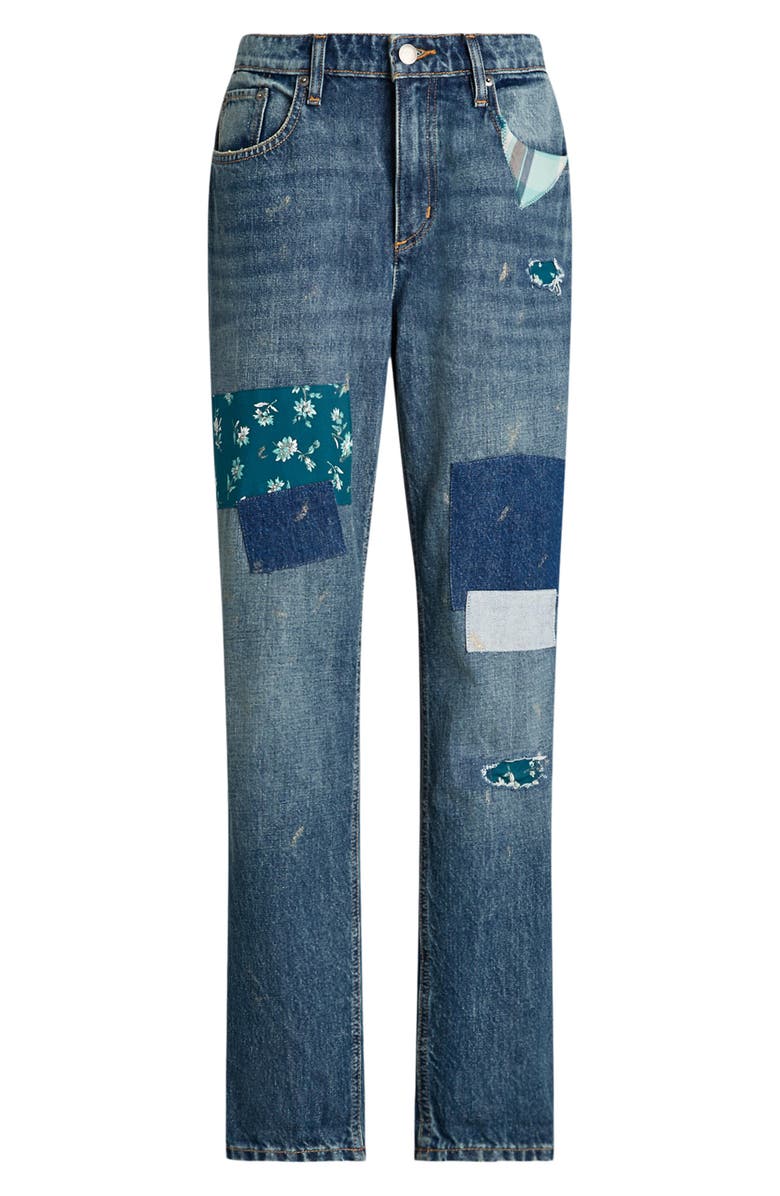 Lauren Ralph Lauren Rigid Straight Leg Patched Jeans, Alternate, color, 