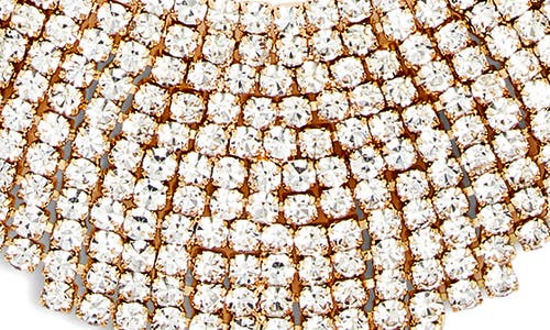 Open Edit Crystal Mesh Frontal Necklace In Clear- Gold