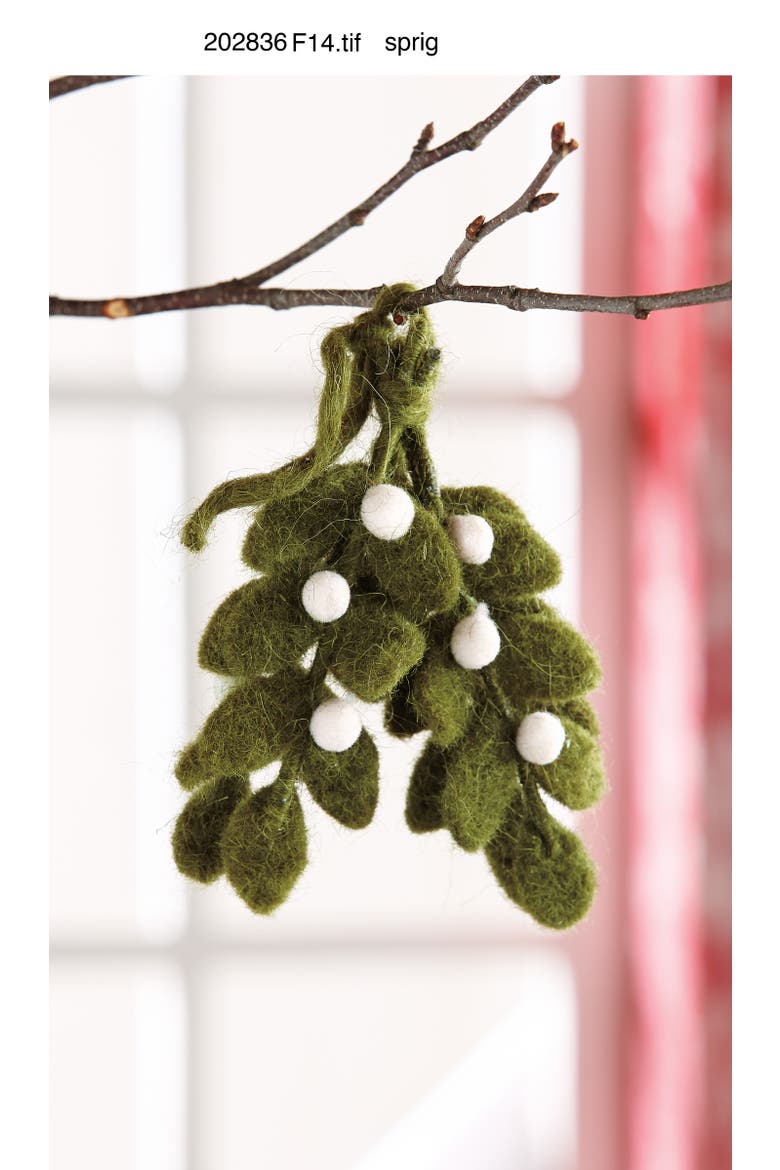 Green Mistletoe Felt Ornament Christmas Tree Decoration, Alternate, color, Green