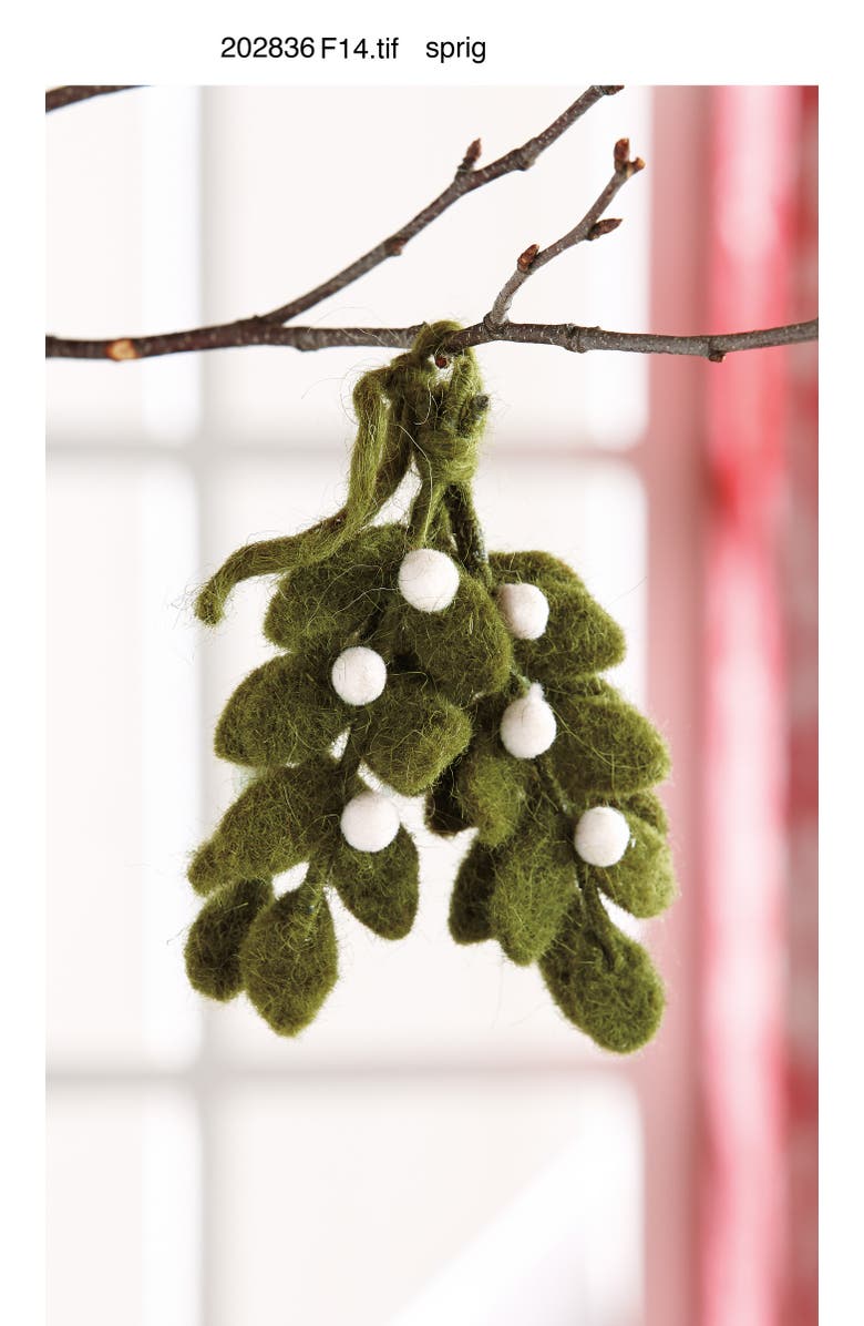 tag Green Mistletoe Felt Ornament Christmas Tree Decoration, Alternate, color, Green