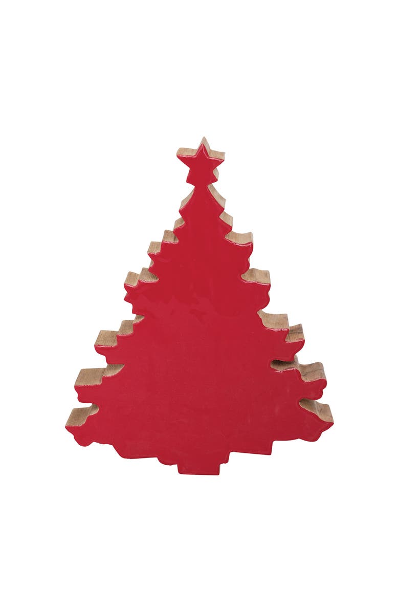 Storied Home Enameled Mango Wood Christmas Tree, Red, Main, color, Red