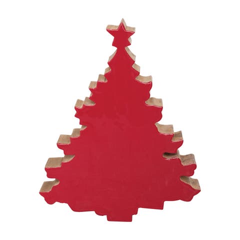 Enameled Mango Wood Christmas Tree, Red
