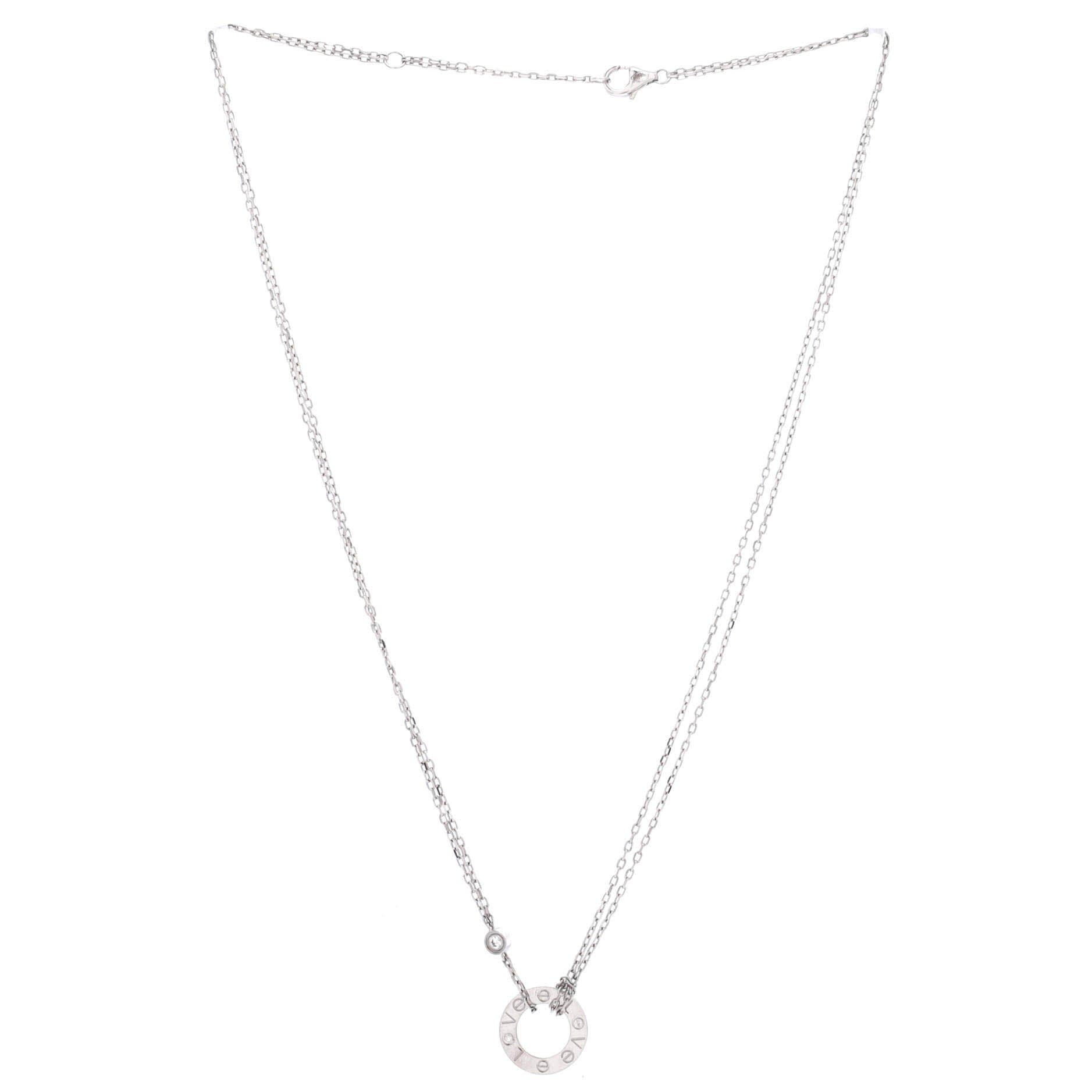 2 Diamonds Love Pendant Necklace 18K White Gold with Diamonds, Alternate, color, Metallic Gold