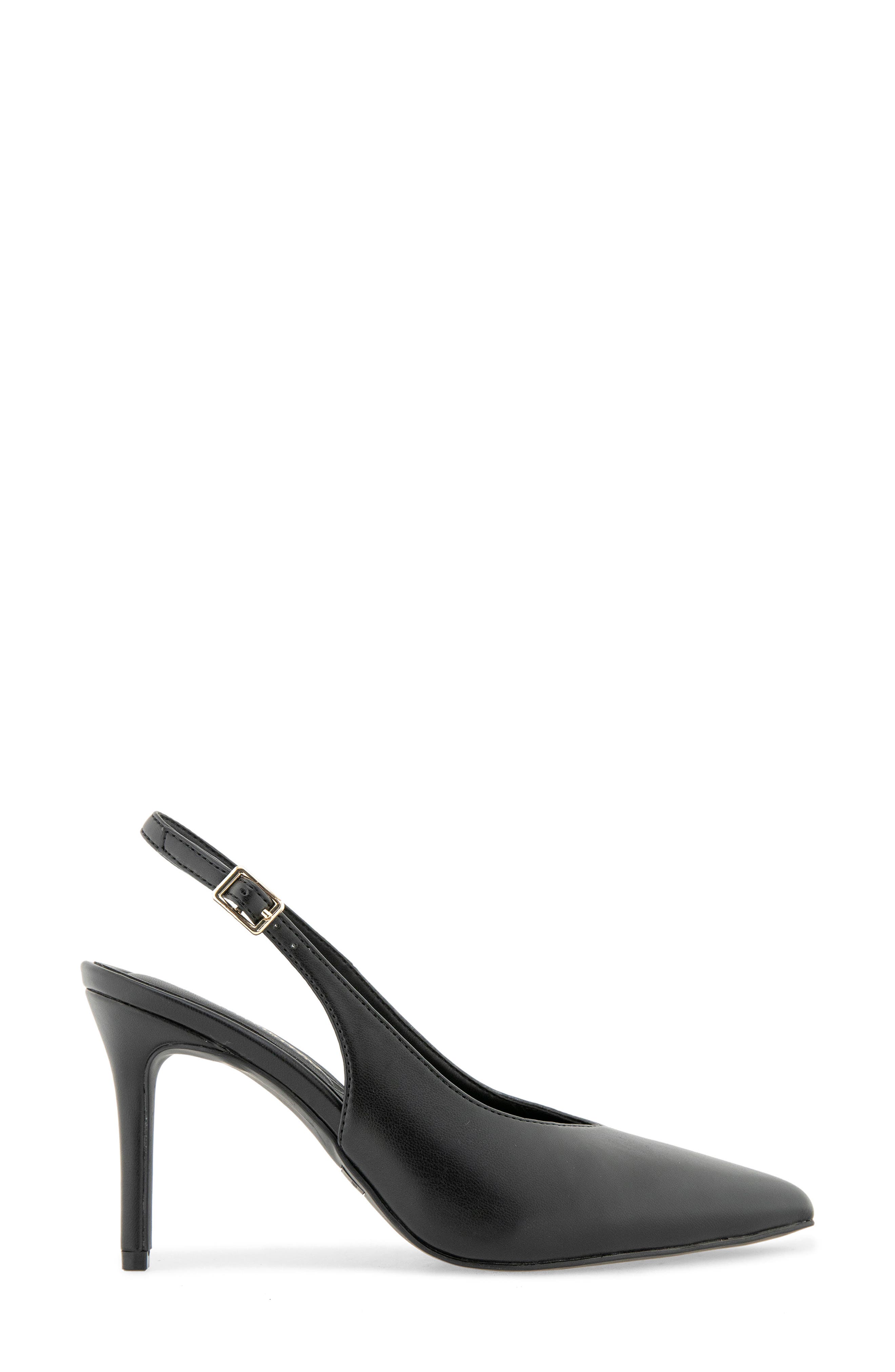 Barlix Pointed Toe Slingback Pump, Alternate, color, BLACK PU