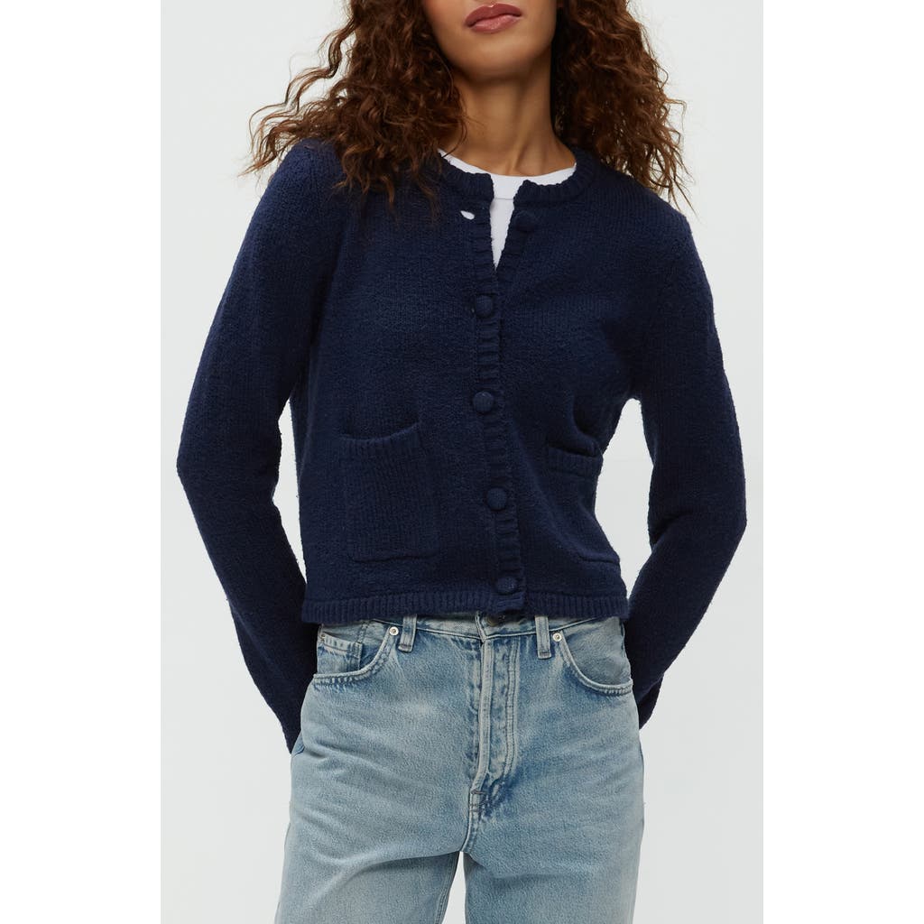 Shop Michael Stars Opaline Patch Pocket Cardigan In Nocturnal