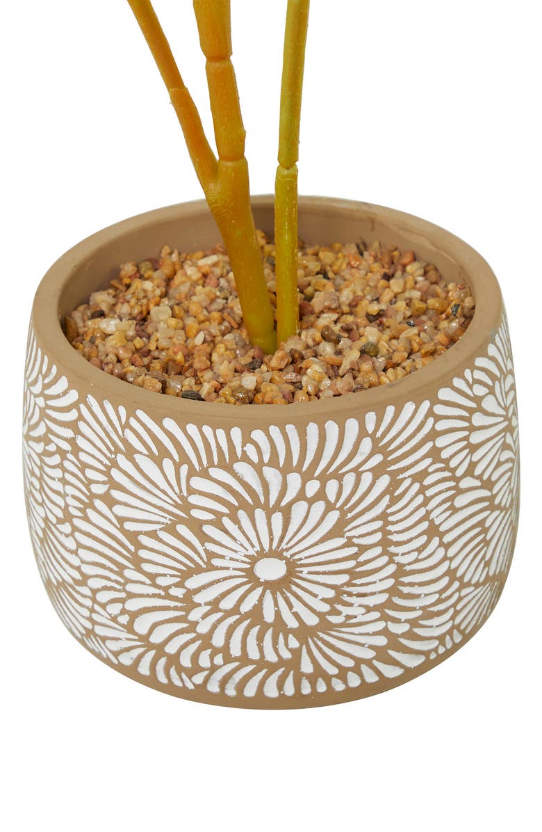 GINGER BIRCH STUDIO Green Faux Foliage Crotons Artificial Plant with Floral Patterned Pot, Alternate, color, White