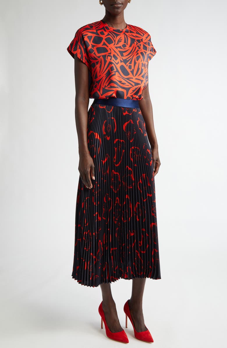 ST. JOHN Botanical Print Mixed Media Top, Main, color,