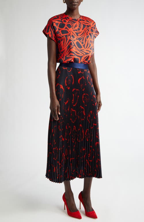 St John St. John Collection Botanical Print Mixed Media Top In Orange