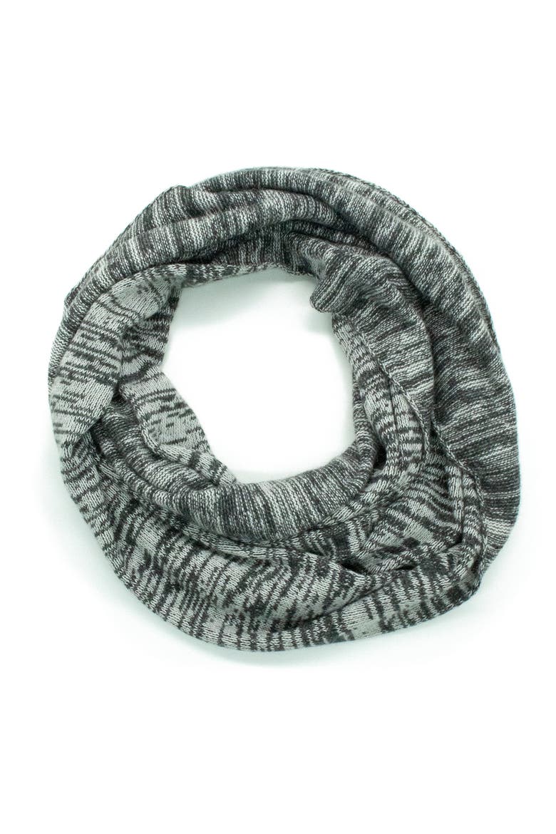 Tweed Infinity Neckwarmer, Main, color, DARK GREY/ LATTE