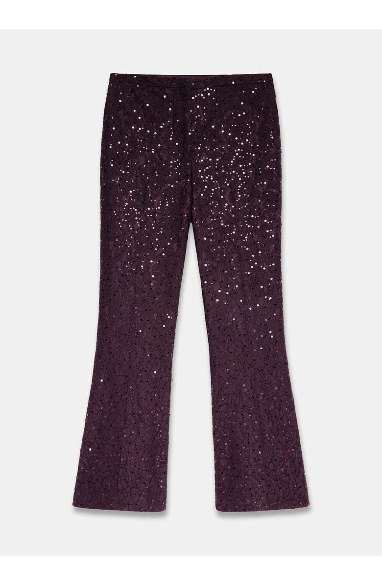 MINT VELVET Sequin Lace Flared Trousers, Alternate, color, Burgundy