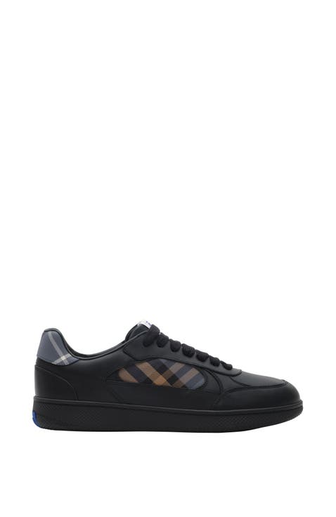 Leather and Check Terrace Sneakers