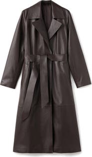 MANGO Selection Belted Leather Trench Coat