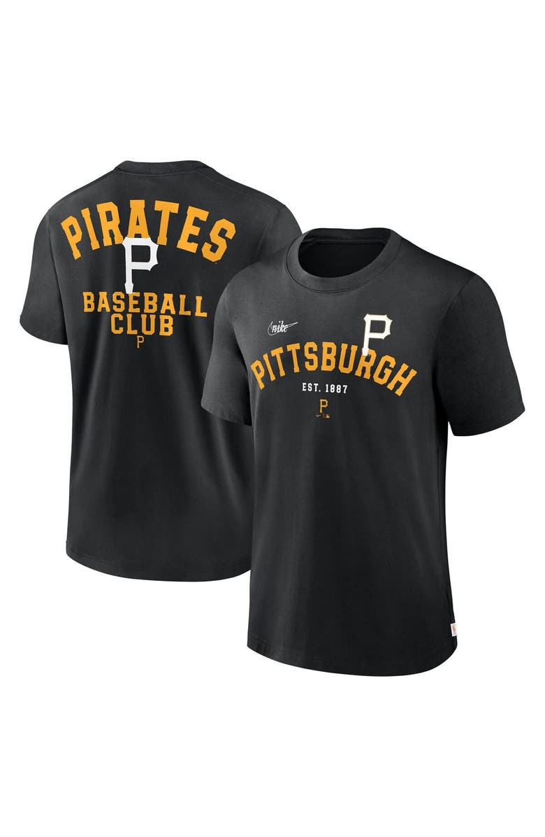 Nike Men's Nike Black Pittsburgh Pirates Cooperstown Collection Rewind Slogan T-Shirt, Main, color, Black