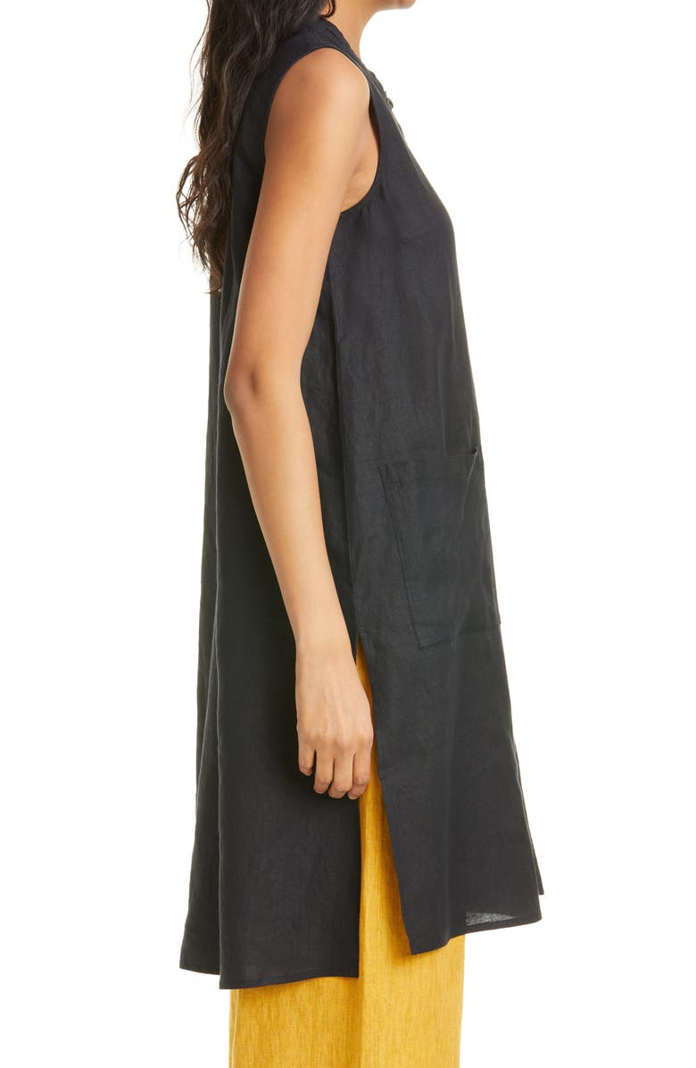 Eileen Fisher Mandarin Collar Sleeveless Organic Linen Tunic Dress, Alternate, color,