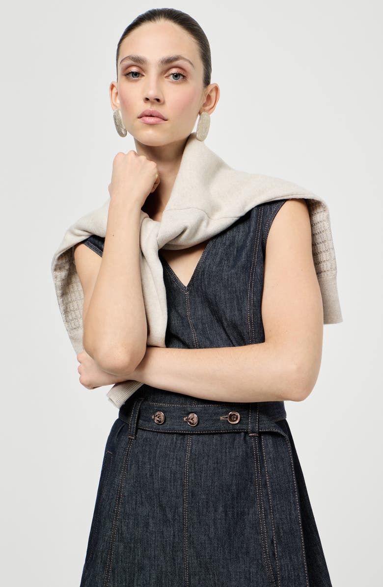 Brunello Cucinelli Twill flared dress, Alternate, color, Denim