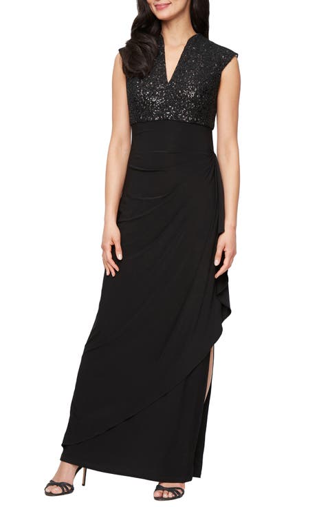 Sequin Empire Waist Sleeveless Gown