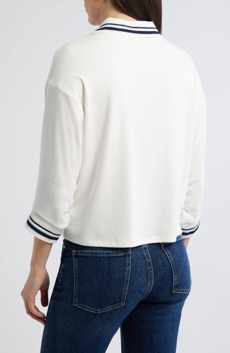 Wit & Wisdom Crochet Stripe Top, Alternate, color, Off White/ Navy