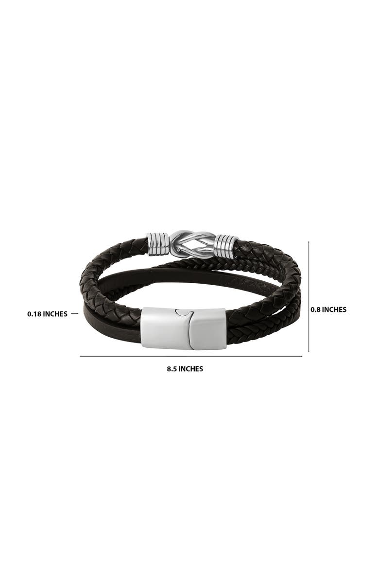 Lucky Brand Knot 3-Row Super-fiber Leather Bracelet, Alternate, color, Black, Silver