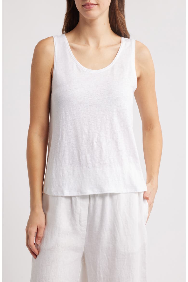 Organic Linen Tank, Main, color, WHITE