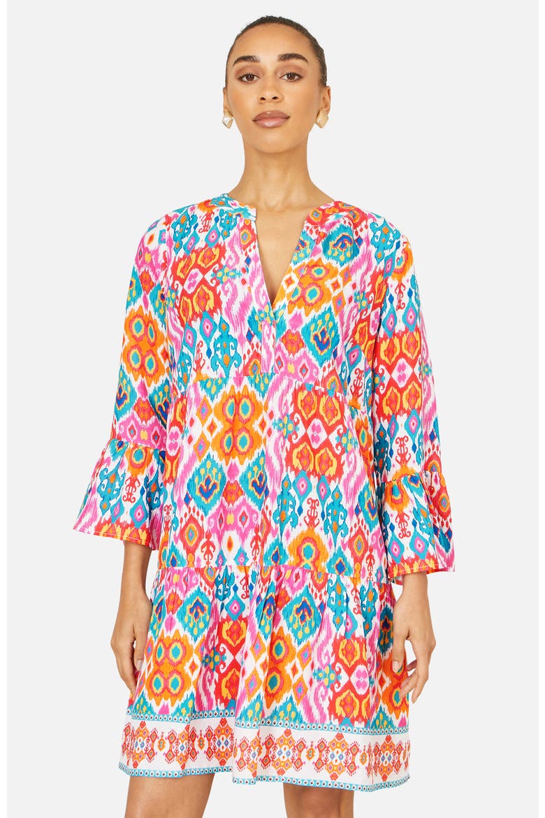 Ikat Print Beach Tunic Dress, Main, color, Multi