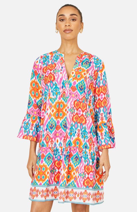Ikat Print Beach Tunic Dress