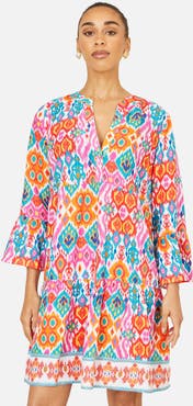 Yumi Ikat Print Beach Tunic Dress