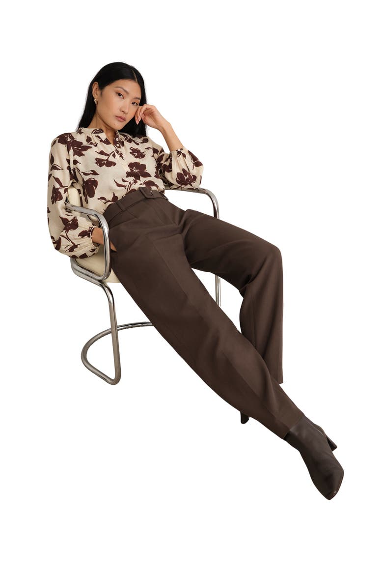 Trina High-Waist Barrel Trousers, Main, color, Deep Brown