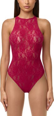 Naked Wardrobe Lace Racerback Bodysuit
