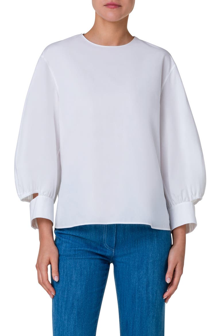 Deconstructed Cotton Poplin Top, Main, color, CREAM