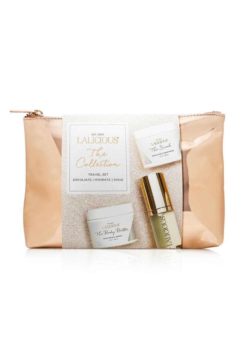LALICIOUS Exfoliate, Hydrate & Shine Travel Set, Alternate, color, 