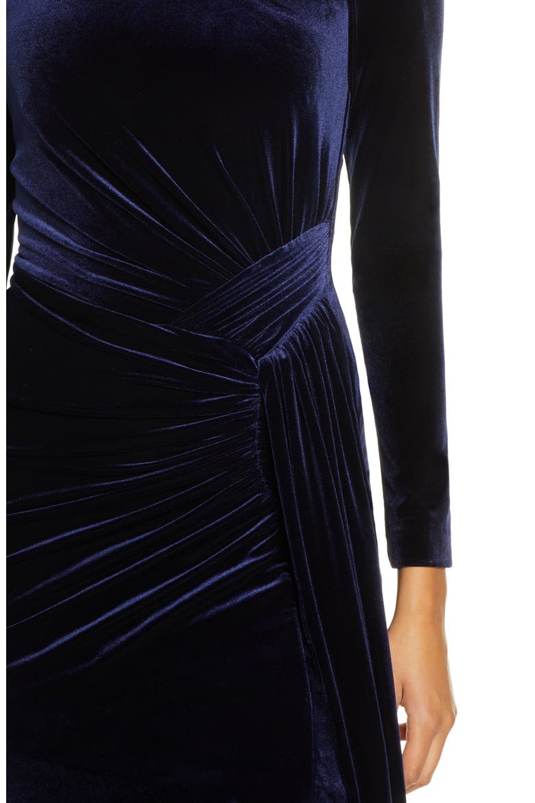 Long Sleeve Velvet Gown, Alternate, color, NAVY
