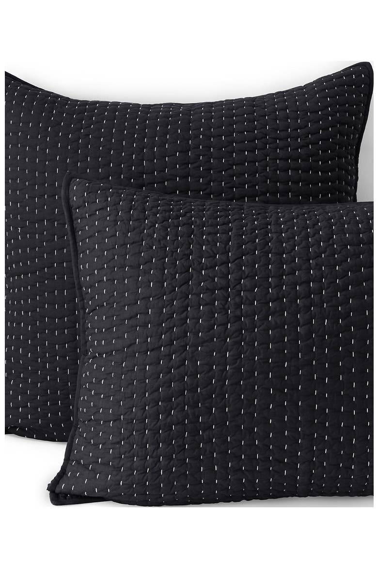 Seed Stitch Quilted Pillow Sham, Main, color, Black Slate