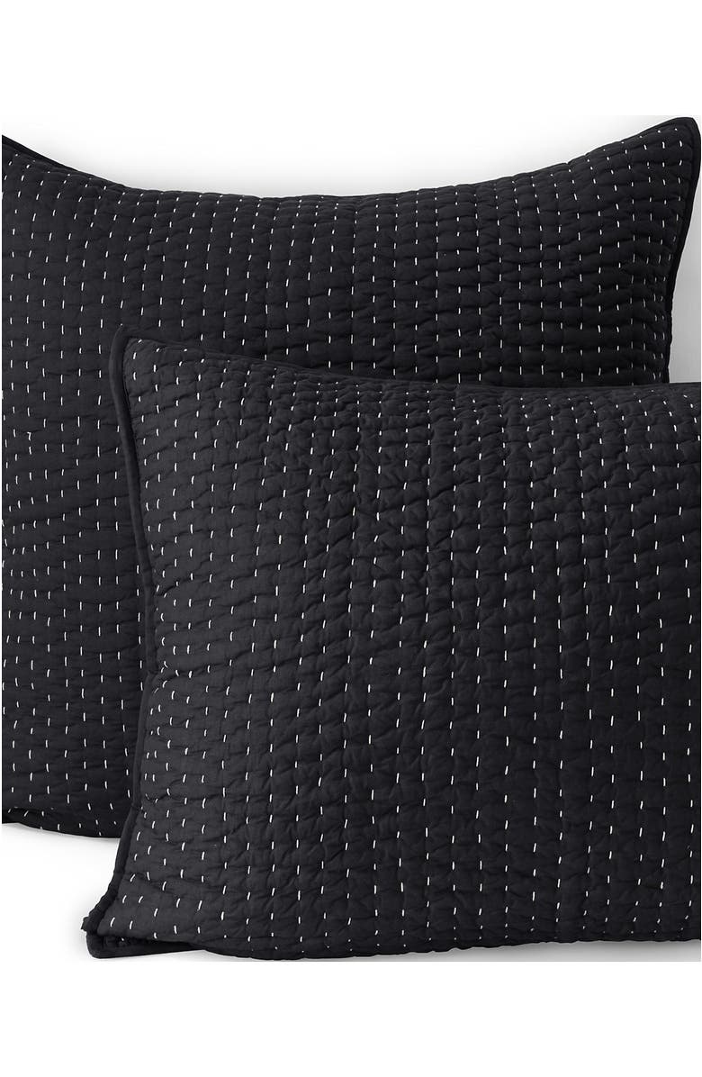 Lands' End Seed Stitch Quilted Pillow Sham, Main, color, Black Slate