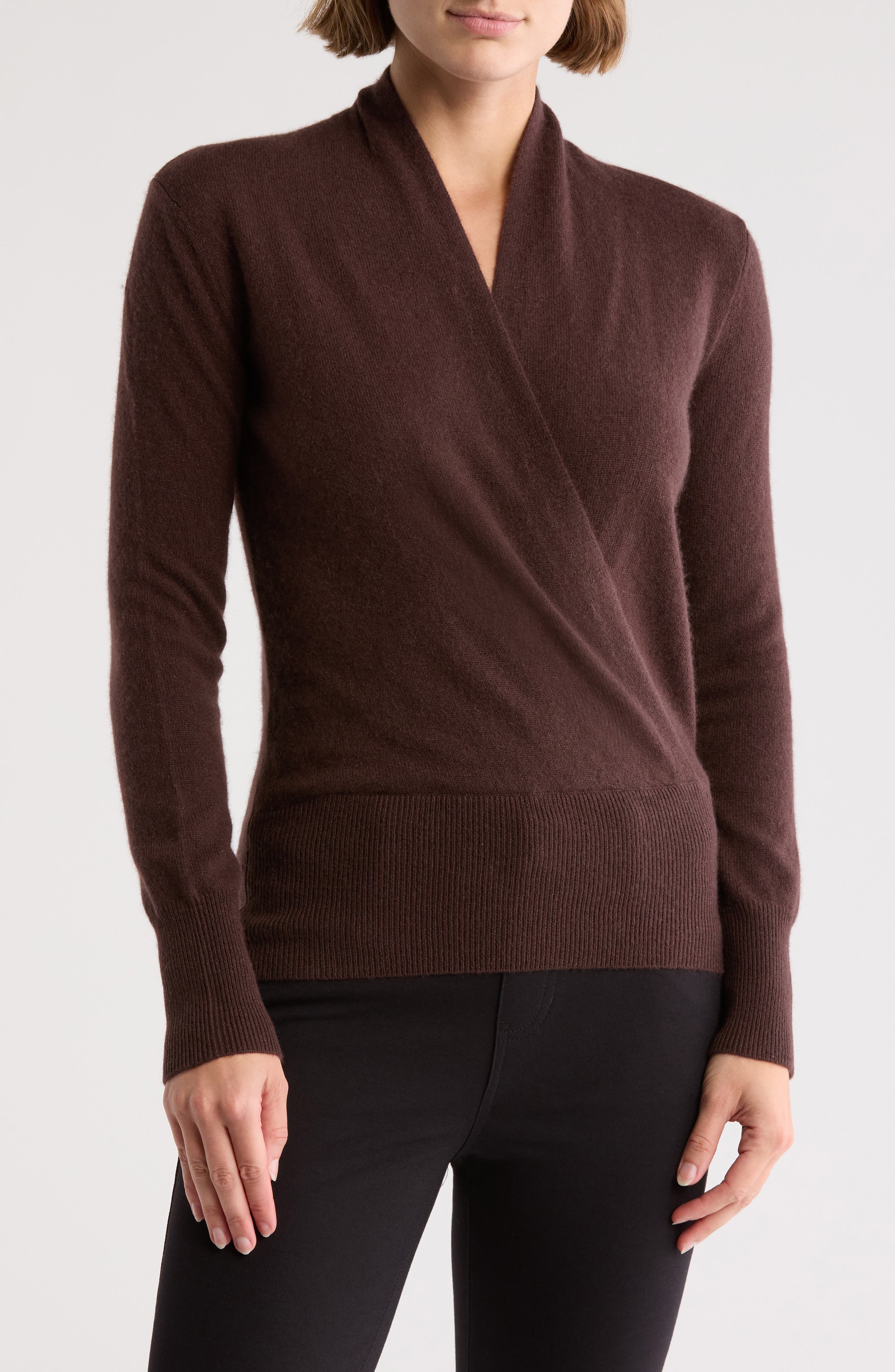 Sofia Cashmere Cashmere Faux Wrap Sweater