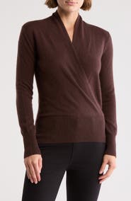 Sofia Cashmere Cashmere Faux Wrap Sweater