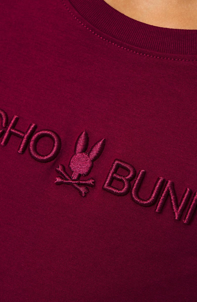 Psycho Bunny Kids' Lakewood Embroidered Long Sleeve Cotton T-Shirt, Alternate, color, Crimson