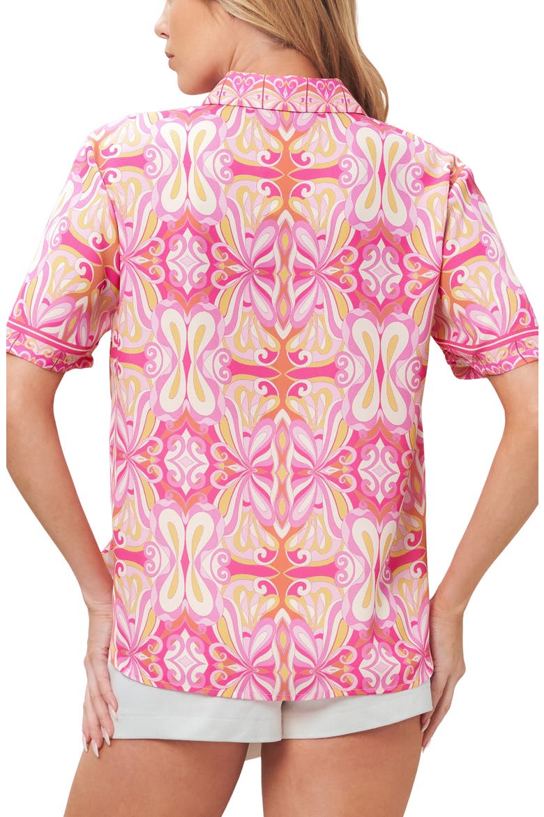 Printed Button Front Shirt, Alternate, color, PINK