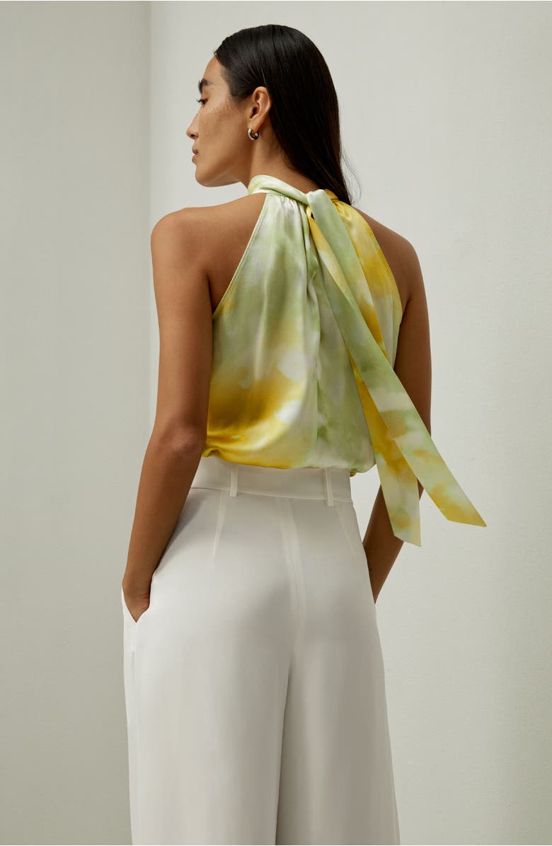 Lilysilk Women's Print Silk Charmeuse Halter Neck Top, Alternate, color, Summer Visions