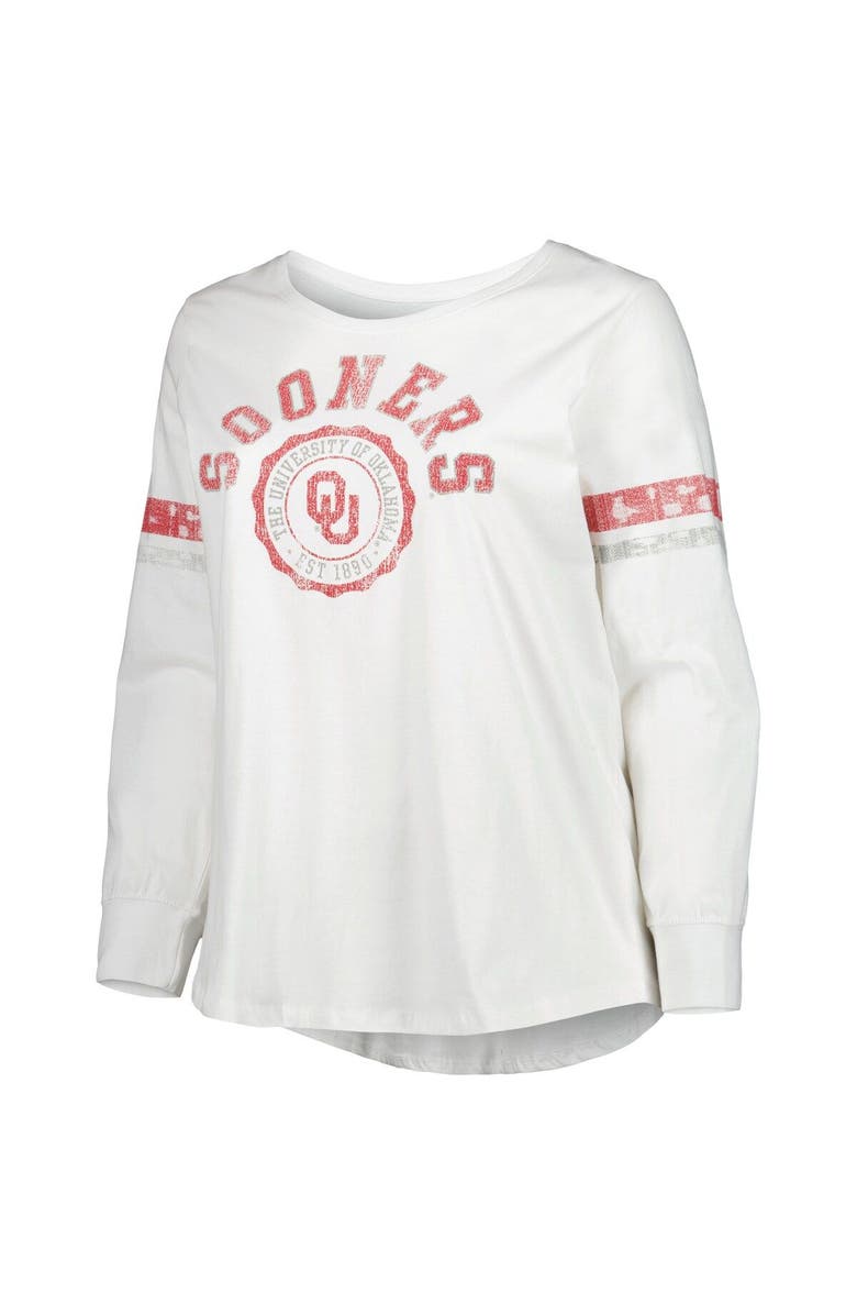 PROFILE Women's White Oklahoma Sooners Contrast Stripe Scoop Neck Long Sleeve T-Shirt, Alternate, color, 