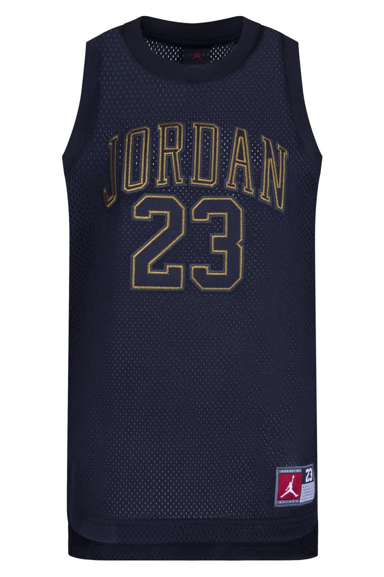 Kids' Jordan 23 Mesh Basketball Tank, Main, color, BLACK/ GOLD