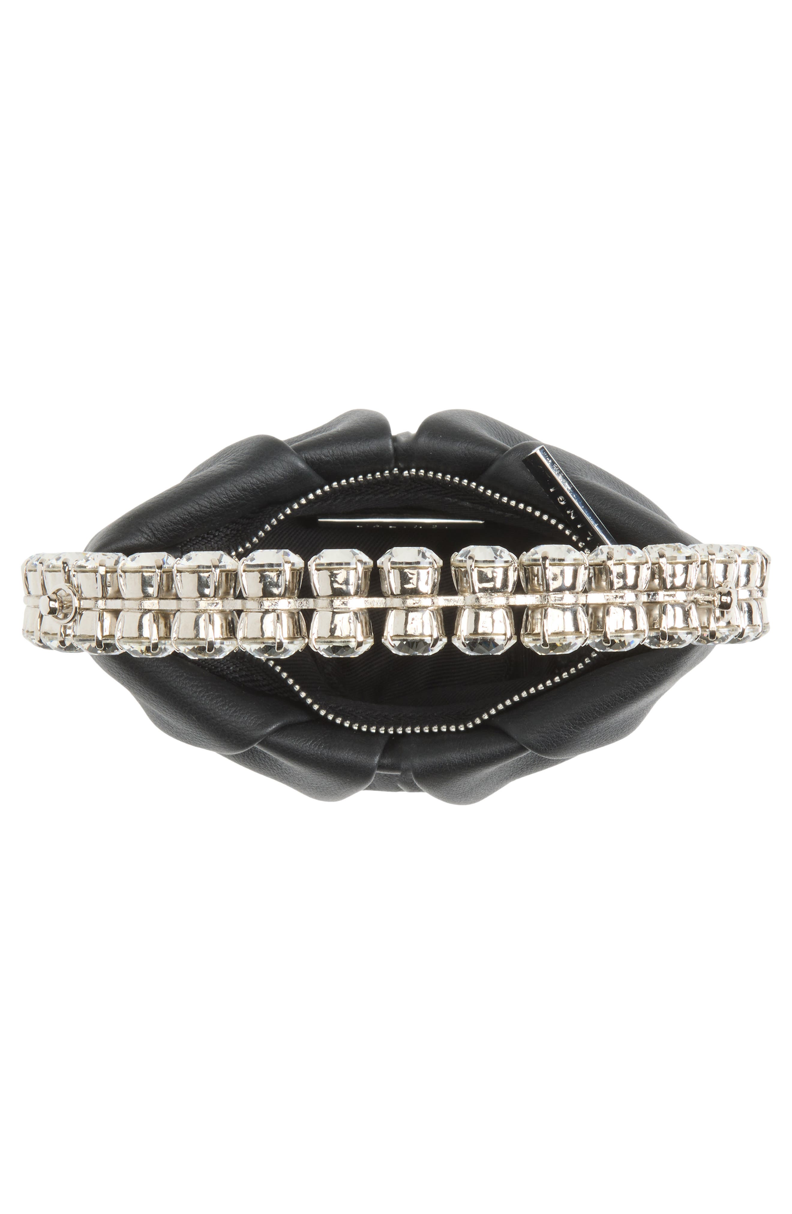 Micro Leather Eternity Clutch, Alternate, color, BLACK