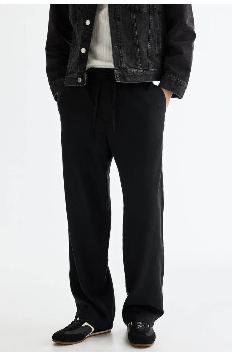 H&M Relaxed-fit linen-blend pants, Alternate, color, Black
