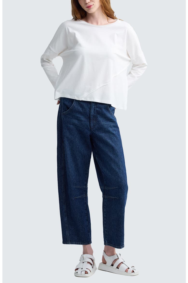 Cerys Asymmetric Jersey Blouse, Alternate, color, Ecru