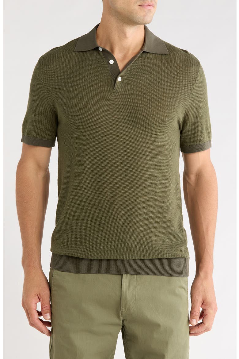 Tonal Stitched Sweater Polo, Main, color, FOREST NIGHT OLIVINE